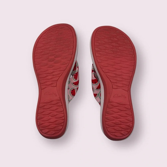 CLARKS ARLA GLISON CLOUDSTEPPERS Flip Flops Women’s 10 Pink Watermelon - Picture 5 of 10
